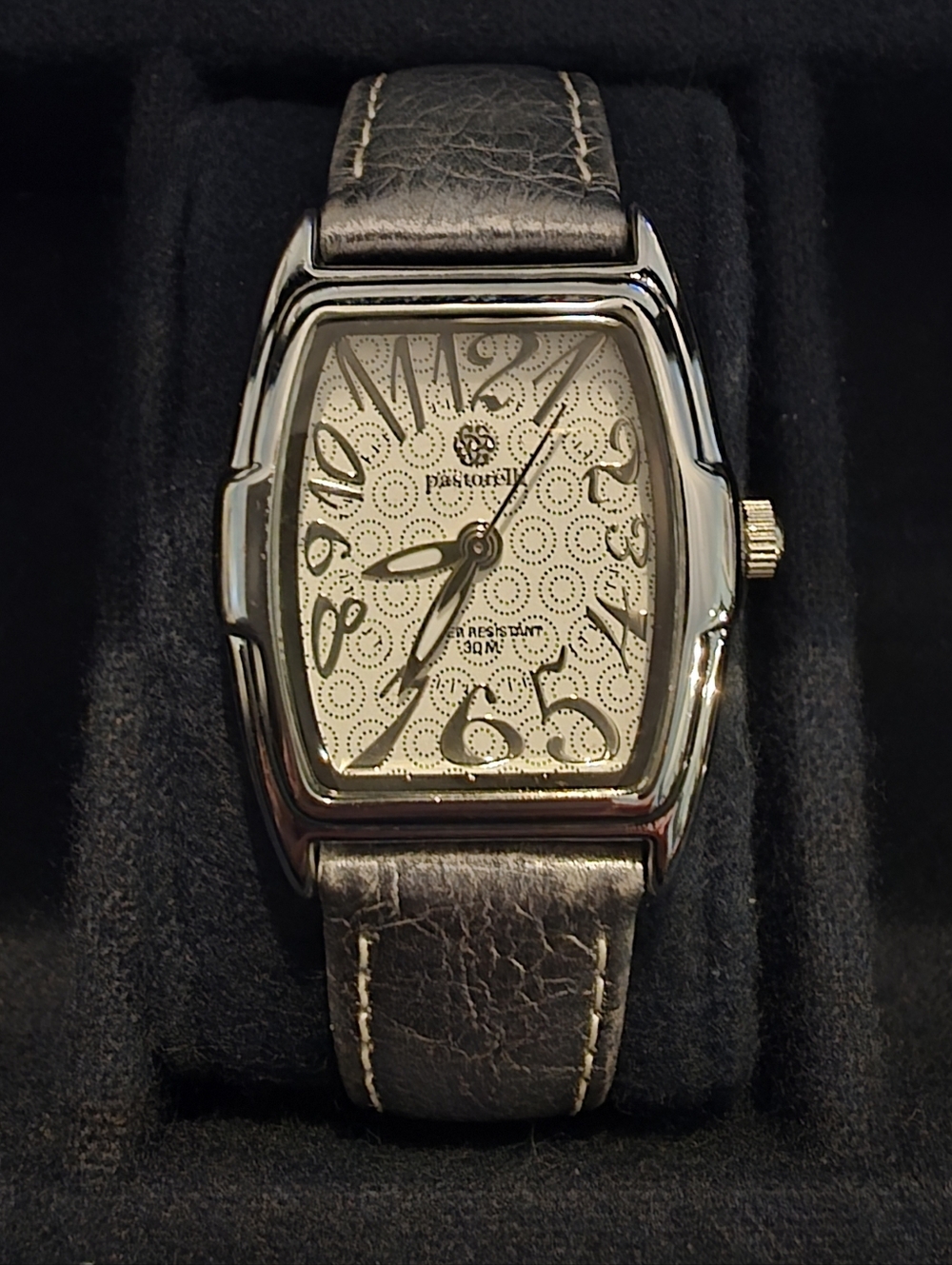 Pastorelli Silver Leather Strap Watch
